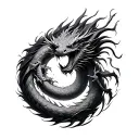 Dragon Shen Long sphere tattoo design idea