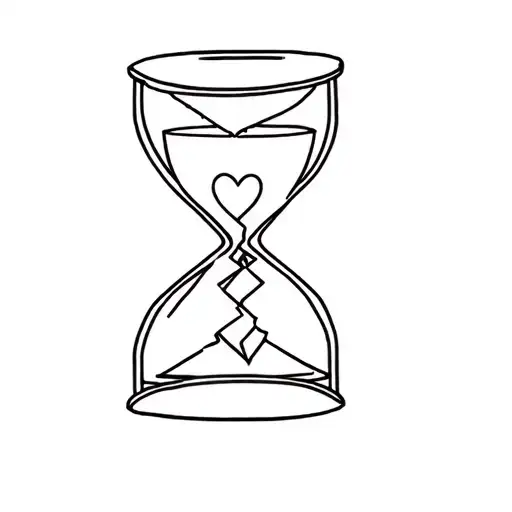 dumb broken hourglass with heart tattoo design idea