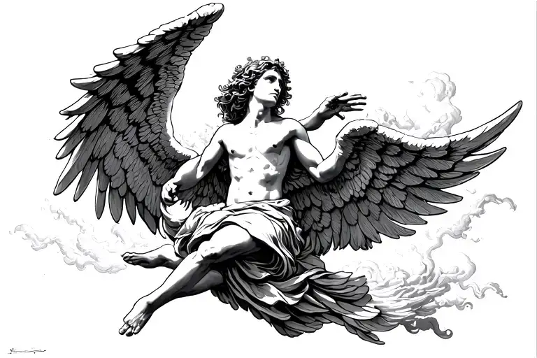 angel falling from icarus tattoo design idea