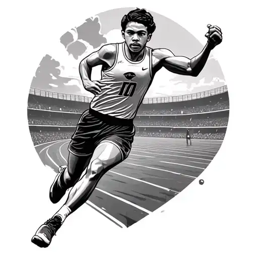 track and field scene tattoo design idea