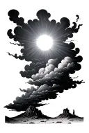 rays through clouds in the desert landscape tattoo design idea