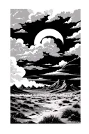 rays through clouds in the desert landscape tattoo design idea