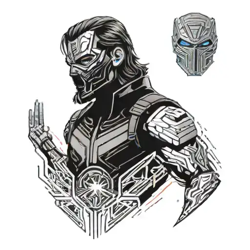marvel winter soldier in half face mask tattoo design idea