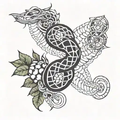 adam, DNA double helix, garden of Eden,   satan serpent, forbidden fruit tattoo design idea
