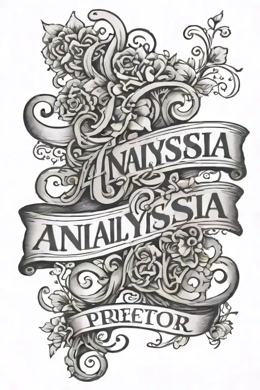 Analysia in cursive letters with my sisters protector tattoo design idea
