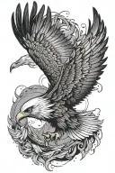 Eagle flying with feathers falling behind it tattoo design idea