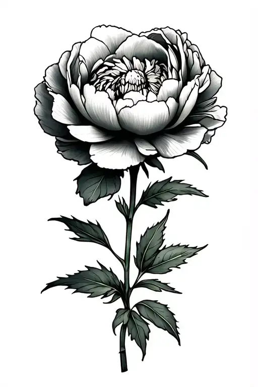 field journal style peony tattoo with a flash of anime tattoo design idea