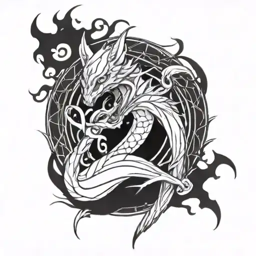 Infinite Tsukuyomi with red details tattoo design idea