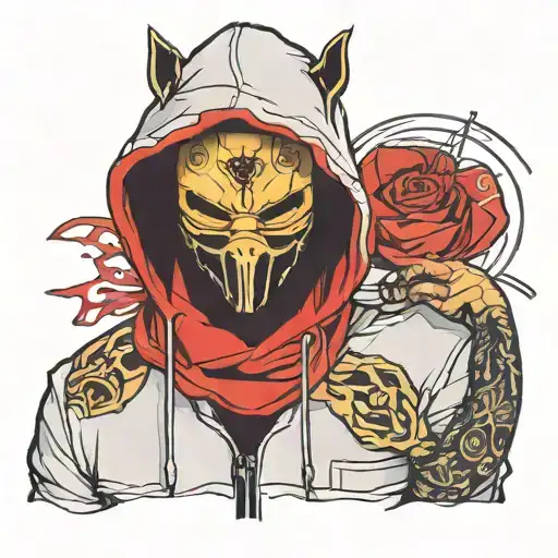 hacker hoodie and holding tattoo design idea