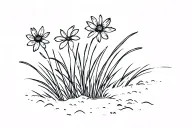 flowers and grass on the sand tattoo design idea