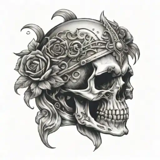 alpha legion memento mori skull tattoo design idea