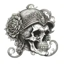 alpha legion memento mori skull tattoo design idea