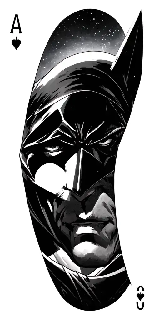 heaven light, playing cards forming and batman tattoo design idea
