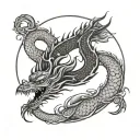 Korean style dragon in a circle biting its own tail tattoo design idea