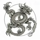 Korean style dragon in a circle biting its own tail tattoo design idea