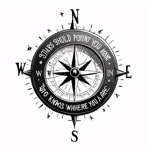 a compass with the words "the stars should point you home but who knows where you are" with Sagittarius and Libra zodiac tattoo design idea