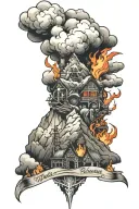 mountains and firefighting  tattoo design idea