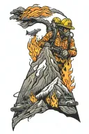 mountains and firefighting  tattoo design idea