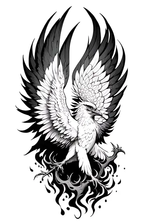 phoenix rising from the ashes tattoo design idea