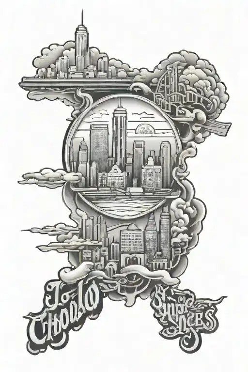 cholo Los Angeles skyline tattoo design idea