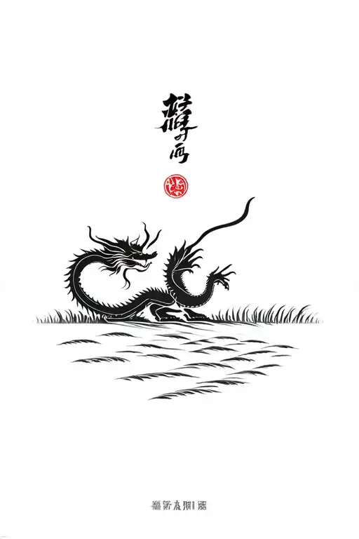 dragon on vietnam rice field tattoo design idea