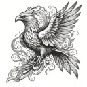 realistic phoenix with outstretched wings tattoo design idea