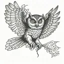 owl flying tattoo design idea