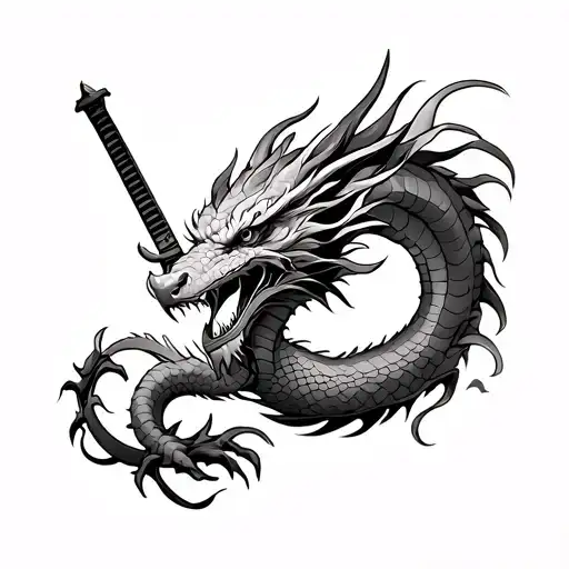 full sleeve dragon , sakura , samurai, temple, zenitsu ,katana tattoo design idea