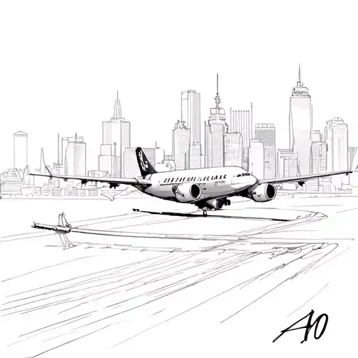 Baltimore Maryland skyline airplane with 410 in the background  tattoo design idea