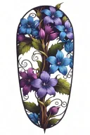 A vine of intertwined purple and blue wild flowers  tattoo design idea