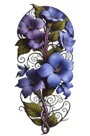 A vine of intertwined purple and blue wild flowers  tattoo design idea