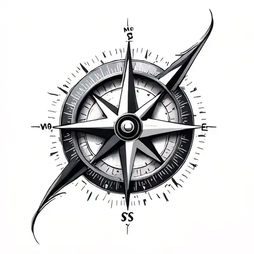 3d Compass tattoo design idea