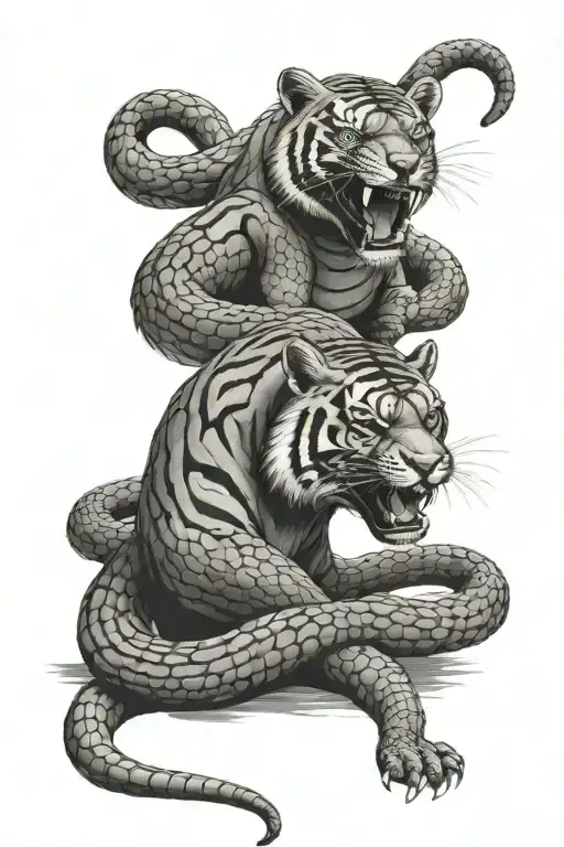 king cobra and tiger tattoo design idea