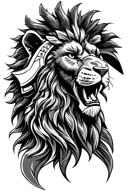 Lion head and Spartan Colosseum tattoo design idea