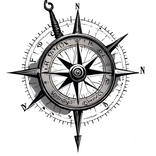 sextant navigation women compass tattoo design idea