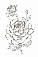 A rose in the middle, a chrysanthemum on the right, and a aster on the leFT tattoo design idea