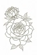 A rose in the middle, a chrysanthemum on the right, and a aster on the leFT tattoo design idea