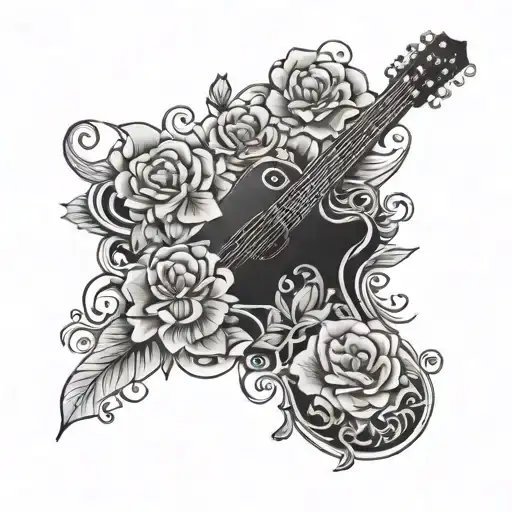 guitar floral tattoo colored design inspired tattoo design idea