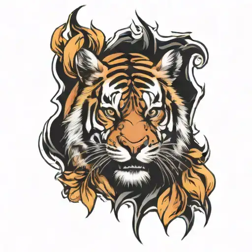 Mike Tyson combined tiger with fire tattoo design idea