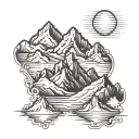 snow capped mountain range tattoo design idea