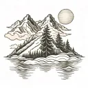 snow capped mountain range tattoo design idea