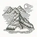 snow capped mountain range tattoo design idea