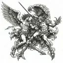 heaven v hell st michael fighting satan tattoo design idea