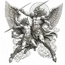 heaven v hell st michael fighting satan tattoo design idea