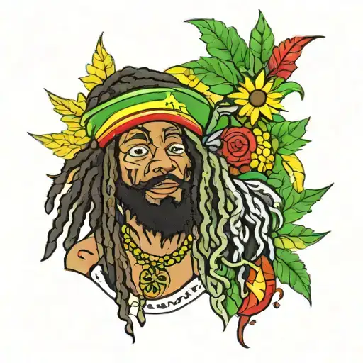 weed and rasta man tattoo design idea