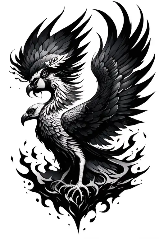 feminine phoenix rising from the ashes symbolizing overcoming tattoo design idea