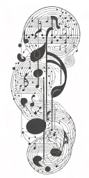 A geometric design incorporating musical notes and waveforms, symbolizing your love for music and your expertise in audio technology tattoo design idea