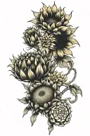 sunflowers, cactus, Bible verse, sentimental tattoo design idea