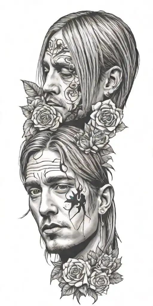 Tribute to Kurt Cobain, Chester Bennington, Eminem, Shinedown, Sleep Token, Red Hot Chili Peppers tattoo design idea
