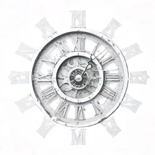 broken Roman numeral clock tattoo design idea